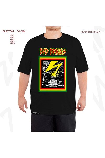 ZOKAWEAR Oversize Bad Brains Printed Battal (Bol) Mold Μαύρο T-Shirt