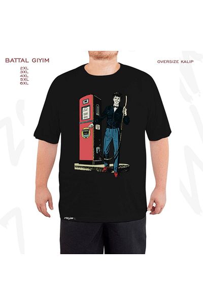 ZOKAWEAR Μαύρο μπλουζάκι Oversize Fuel Printed Battal (Bol) Mold