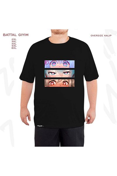 ZOKAWEAR Μαύρο μπλουζάκι Oversize Lewd Eyes Bundle Printed Battal (Bol) Mold