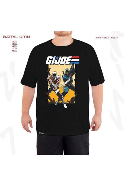ZOKAWEAR Oversize Gi Joe Printed Battal (Bol) Mold Μαύρο T-Shirt