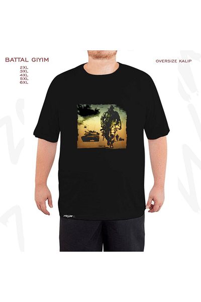 ZOKAWEAR Μαύρο μπλουζάκι με στάμπα μεγάλου μεγέθους Battlefield