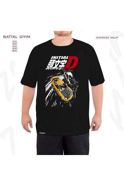 ZOKAWEAR Oversize Initial D Mountain Drift Printed Oversize (Bol) Μαύρο T-Shirt