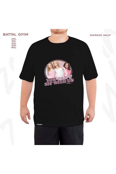 ZOKAWEAR Oversize Mean Girls You Cant Sit With Us Μαύρο μπλουζάκι με στάμπα μεγάλου μεγέθους