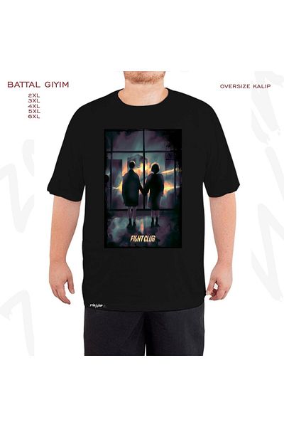 ZOKAWEAR Μαύρο μπλουζάκι με τυπωμένη αφίσα Oversize Fight Club (tyler Durden).