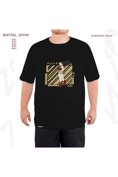 ZOKAWEAR Μαύρο μπλουζάκι Oversize My Hero Academia Momo με στάμπα μεγάλου μεγέθους (Bol)