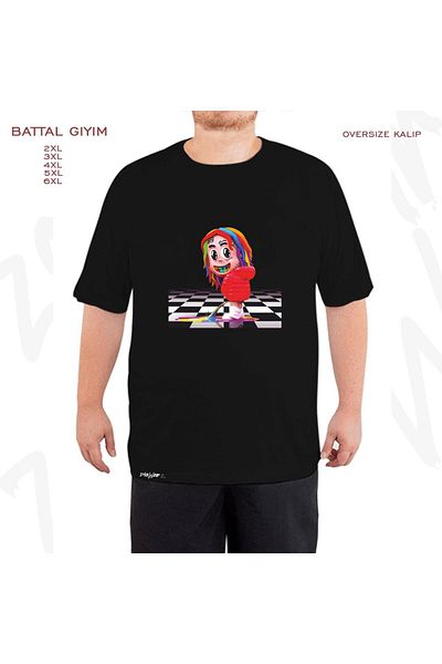 ZOKAWEAR Μαύρο μπλουζάκι Oversize 6ix9ine Special Printed Battal (Bol) Mold