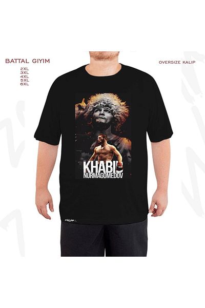 ZOKAWEAR UFC Champion Khabib Nurmagomedov Printed - Μαύρο Oversize T-Shirt