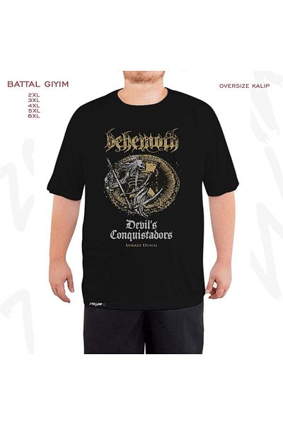 ZOKAWEAR Μαύρο μπλουζάκι Oversize Reaper Behemoth Printed Battal (Bol) Mold
