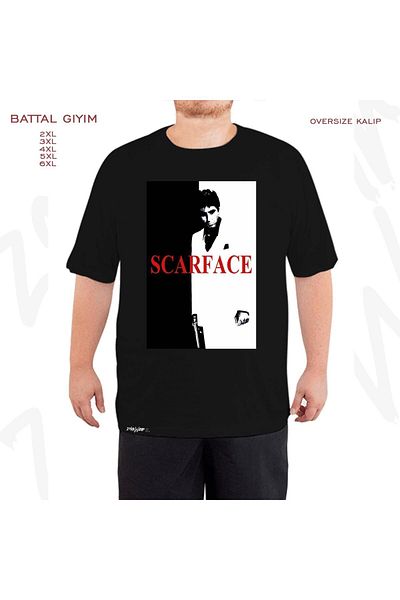 ZOKAWEAR Υπερμεγέθη κάλυμμα ταινίας Scarface Printed Battal (Bol) Mold Μαύρο T-shirt