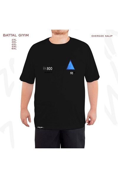 ZOKAWEAR Detroit Become Human, Connor's Uniform Printed - King Size Black T-Shirt