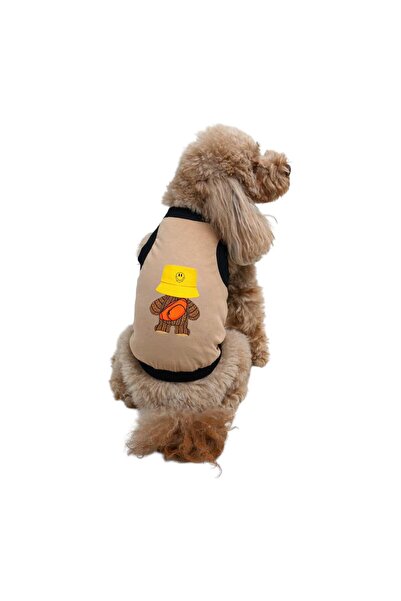 Buddy Store ملابس للقطط والكلاب - قميص داخلي رائع مطبوع عليه دمية دب باللون البيج