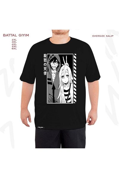 ZOKAWEAR Υπερμεγέθη Cute Angels Of Death Printed Battal (Bol) Mold Μαύρο T-Shirt