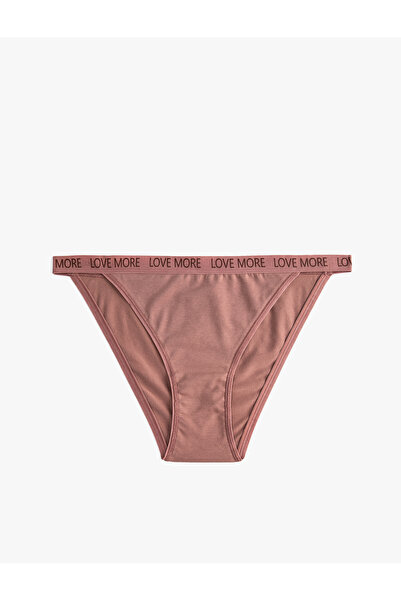 Koton Βραζιλιάνικο εσώρουχο σλόγκαν με ραβδώσεις από βαμβάκι