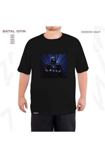 ZOKAWEAR Oversize Star Wars (Dart Vader) 5 εμπριμέ μαύρο μπλουζάκι με μέγεθος μεγάλου μεγέθους