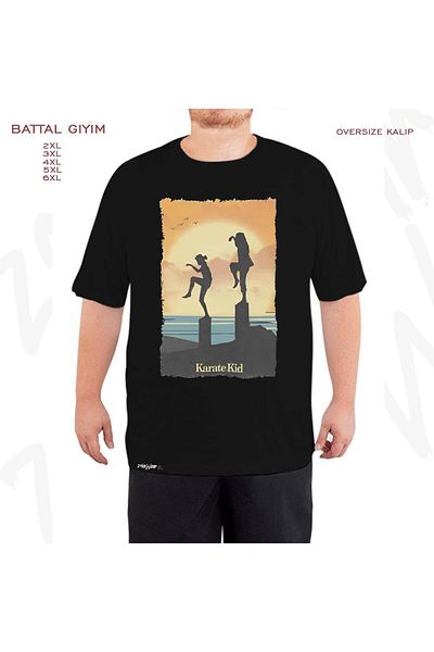 ZOKAWEAR Oversize The Karate Kid Printed Battal (Bol) Mold Μαύρο T-Shirt