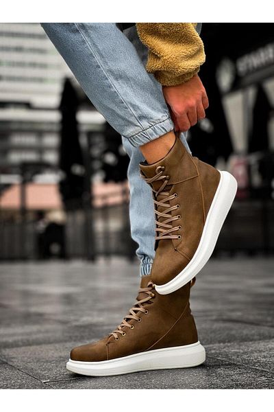 Shine Leather Παπούτσια Knack B-080 Mink με ψηλή σόλα