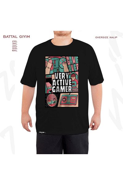ZOKAWEAR Μαύρο μπλουζάκι Oversize Player Game Printed Battal (Bol) Mold