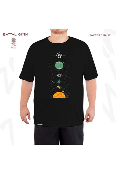 ZOKAWEAR Outer Wilds Hearthian System Map Printed - Battal Fit Black T-Shirt