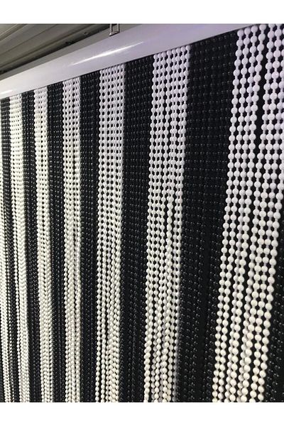 özdeğer home 90X180 Black/White Zero Crevice Door Bead Curtain Flapper Curtain Door Ornament Bead Curtain