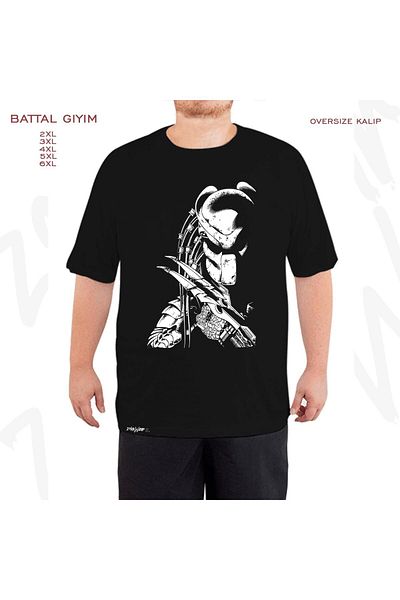 ZOKAWEAR Μαύρο μπλουζάκι Oversize Predator Printed Battal (Bol) Mold