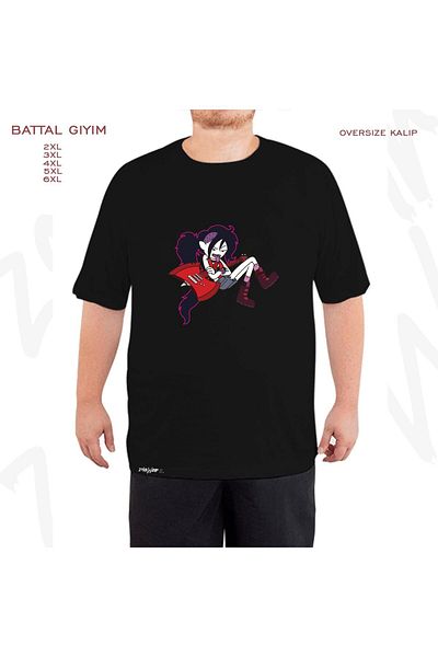 ZOKAWEAR Oversize Marceline 2 Printed Battal (Bol) Μαύρο T-Shirt