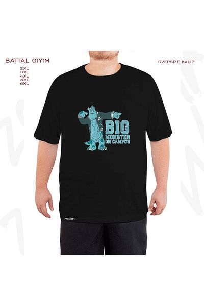 ZOKAWEAR Μαύρο μπλουζάκι Oversize Varsity Sulley Printed Battal (Bol) Mold