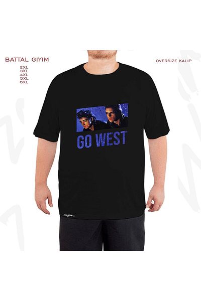 ZOKAWEAR Oversize Go West Printed Battal (Bol) Μαύρο T-Shirt