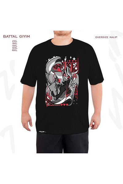 ZOKAWEAR Hazbin Hotel Charlie and Vaggie Printed - Μαύρο T-Shirt με μεγάλη εφαρμογή
