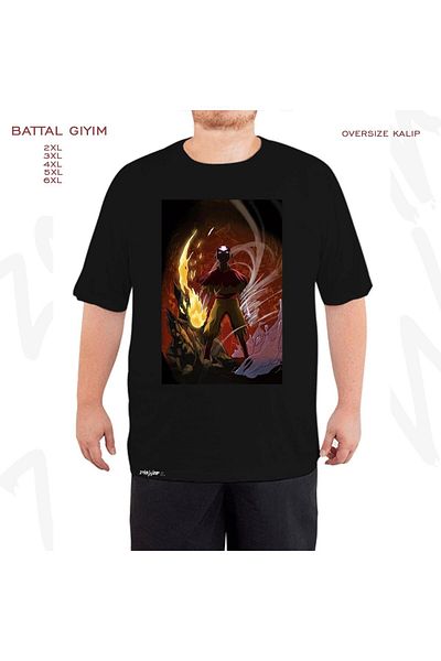 ZOKAWEAR Oversize Aang Avatar v2 Printed Oversize (Bol) Μαύρο T-Shirt