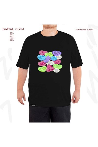 ZOKAWEAR Ren and Stimpy Valentine's v2 Printed - Μαύρο T-Shirt με μεγάλη εφαρμογή