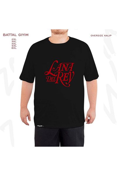 ZOKAWEAR Τυπωμένο λογότυπο Lana Del Rey - Μαύρο T-Shirt με μεγάλη εφαρμογή