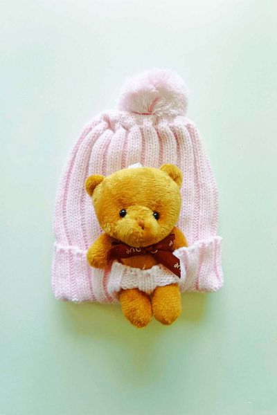 MYZİ STORE Pompom Beret with Teddy Bear
