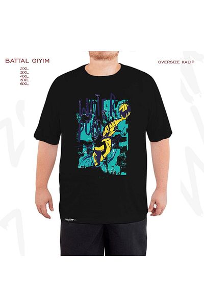 ZOKAWEAR Μαύρο μπλουζάκι με στάμπα μεγάλου μεγέθους με μπάλα νερού