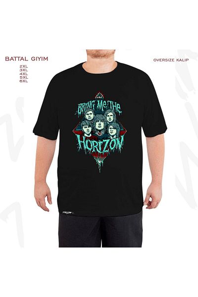 ZOKAWEAR Tricou oversize Band Bring Me The Horizon imprimat Battal (Bol) Mold negru