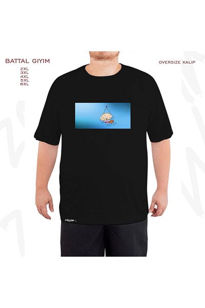 ZOKAWEAR Υπερμεγέθη Family Guy Cartoon Stewie Printed King (Bol) Mold Μαύρο T-shirt