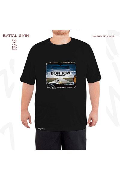 ZOKAWEAR Oversize Bon Jovi Lost Highway Printed Oversize (Bol) Μαύρο T-Shirt