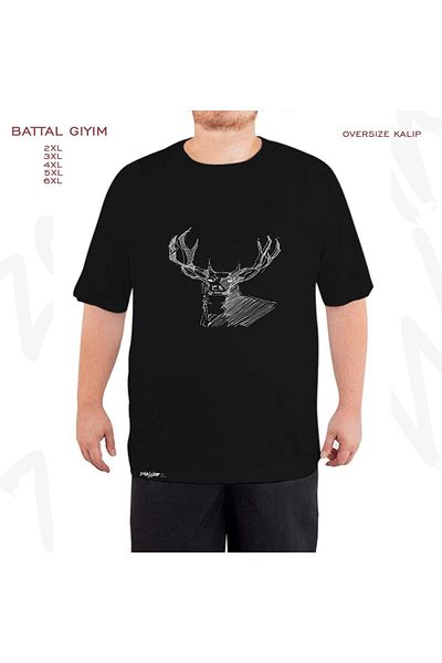 ZOKAWEAR Μαύρο μπλουζάκι με στάμπα μεγάλου μεγέθους με θέμα το ελάφι