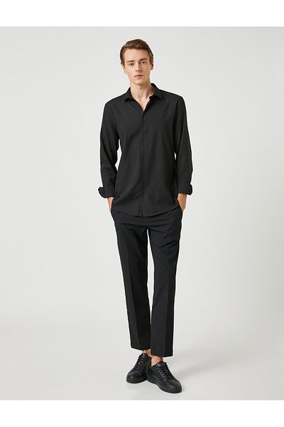 Koton Koszula sportowa Slim Fit, klasyczny kołnierzyk, długi rękaw, nieżelazna