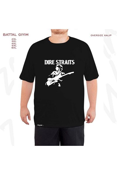 ZOKAWEAR Oversize Dire Straits Printed Battal (Bol) Μαύρο T-Shirt