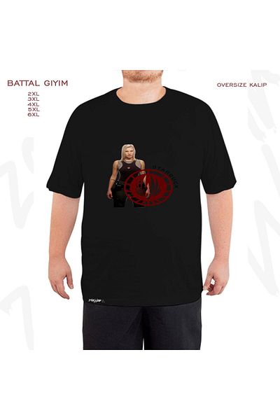 ZOKAWEAR Oversize Battlestar Galactica Captian Kara Printed Battal (Bol) Mold Μαύρο T-Shirt