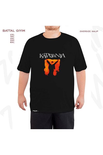 ZOKAWEAR Оувърсайз тениска с щампа „Кататония“ с голям размер и черна принтирана материя