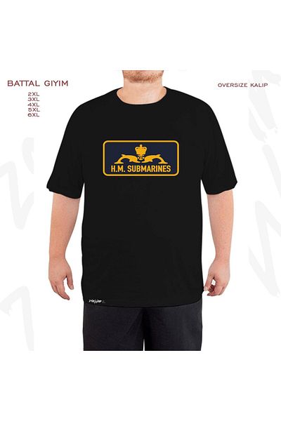 ZOKAWEAR Υπερμεγέθη H.m. Submarines Patch Printed Battal (Bol) Mold Μαύρο T-Shirt