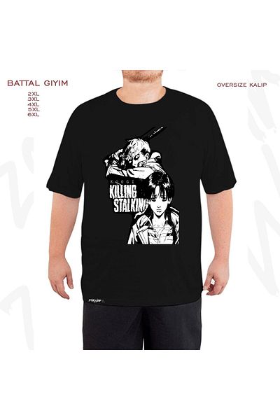 ZOKAWEAR Μαύρο μπλουζάκι Oversize Killing Stalking Yaoi Printed Battal (Bol) Mold
