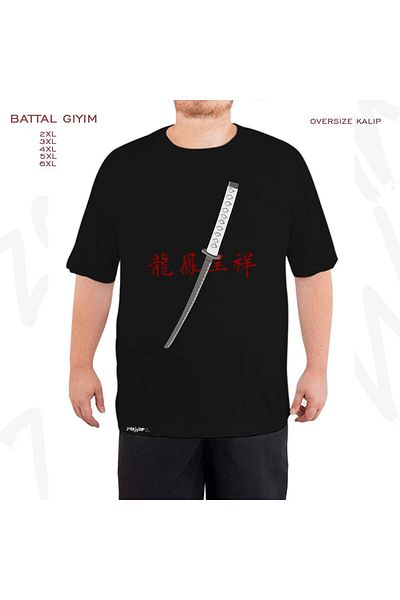 ZOKAWEAR Υπερμεγέθη μαύρο μπλουζάκι Japanese Demon Samurai με στάμπα μεγάλου μεγέθους