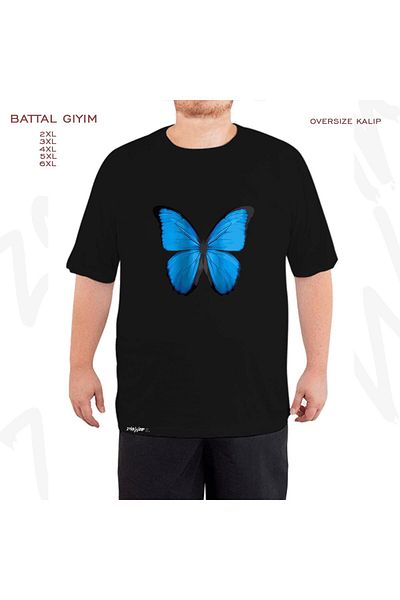 ZOKAWEAR Μαύρο μπλουζάκι με στάμπα πεταλούδας μεγάλου μεγέθους