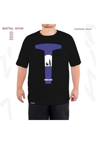 ZOKAWEAR Μαύρο μπλουζάκι Oversize Mandolarian v2 με στάμπα μεγάλου μεγέθους (Bol)