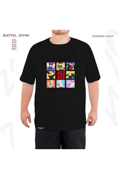 ZOKAWEAR Υπερμεγέθη Jojo's Bizarre Adventure Characters Printed Battal (Μαύρο μπλουζάκι με καλούπι