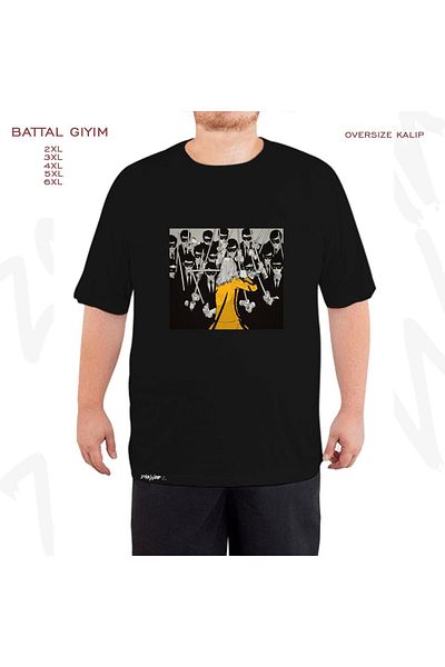 ZOKAWEAR Υπερμεγέθη Kill Bill Concept Art Printed Μαύρο μπλουζάκι με φόρμα μεγάλου μεγέθους