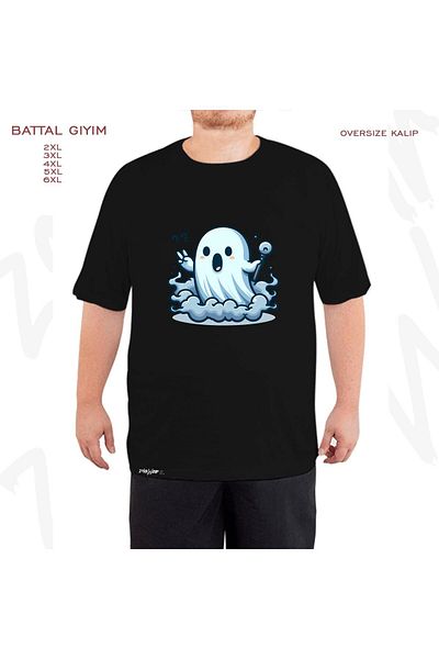 ZOKAWEAR Oversize Kawaii Ghost Whisperer Printed Oversize (Bol) Mold Μαύρο T-Shirt