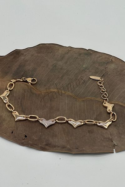 Hobimos 316L Stainless Steel Gold Color Heart Bracelet